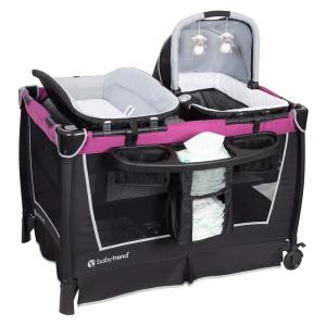 imageBaby Trend Lullaby Nursery Suite EZFold Playard with Portable Rocking Lounger Madrid PlaidMulberry