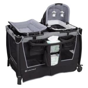 imageBaby Trend Lullaby Nursery Suite EZFold Playard with Portable Rocking Lounger Madrid PlaidWhisper Grey