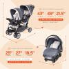 imageBaby Trend Infant and Toddler Double Stroller ampamp Car Seat Combo 2 Pc Set Khaki  Portable and Lightweight Stroller Duo and Car Seat Travel System TandemMagnolia