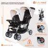 imageBaby Trend Infant and Toddler Double Stroller ampamp Car Seat Combo 2 Pc Set Khaki  Portable and Lightweight Stroller Duo and Car Seat Travel System TandemKhaki
