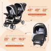 imageBaby Trend Infant and Toddler Double Stroller ampamp Car Seat Combo 2 Pc Set Khaki  Portable and Lightweight Stroller Duo and Car Seat Travel System TandemStormy