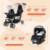 imageBaby Trend Infant and Toddler Double Stroller ampamp Car Seat Combo 2 Pc Set Khaki  Portable and Lightweight Stroller Duo and Car Seat Travel System TandemKhaki