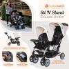 imageBaby Trend Infant and Toddler Double Stroller ampamp Car Seat Combo 2 Pc Set Khaki  Portable and Lightweight Stroller Duo and Car Seat Travel System TandemKhaki