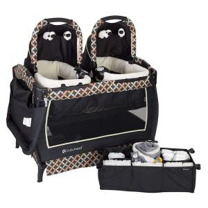 imageBaby Trend Lil Snooze Deluxe III Nursery Center Playard for Twins Cozy GreyCircle Tech