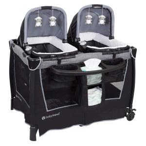 imageBaby Trend Lil Snooze Deluxe III Nursery Center Playard for Twins Cozy GreyQuarry