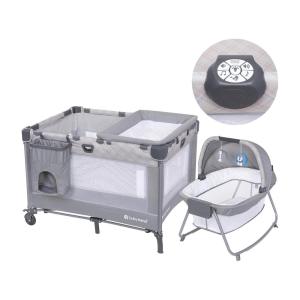 imageBaby Trend Nursery Den Playard with Snooze Pod and Flip Over Changer Diamond SageMadrid Plaid
