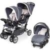 imageBaby Trend Infant and Toddler Double Stroller ampamp Car Seat Combo 2 Pc Set Khaki  Portable and Lightweight Stroller Duo and Car Seat Travel System TandemMagnolia