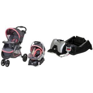 imageBaby Trend Nexton Travel System Coral Floral  Baby Trend EZ Flec Loc 32 Infant Car Seat Base Black