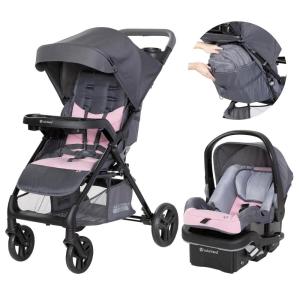 imageBaby Trend Passport Carriage Stroller Travel System with EZLift Infant Car Seat Dash BlackPink Bamboo