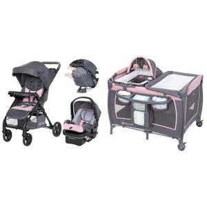 imageBaby Trend Passport Cargo Travel System Pink Bamboo with Lil Snooze Deluxe III Bassinet