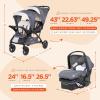 imageBaby Trend Sit N Stand Double Stroller 20 DLX with 5 Point Safety Harness and EZLift Plus Lightweight Infant Car Seat with Cozy Cover MagnoliaMagnolia
