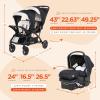 imageBaby Trend Sit N Stand Double Stroller 20 DLX with 5 Point Safety Harness and EZLift Plus Lightweight Infant Car Seat with Cozy Cover MagnoliaModern Khaki
